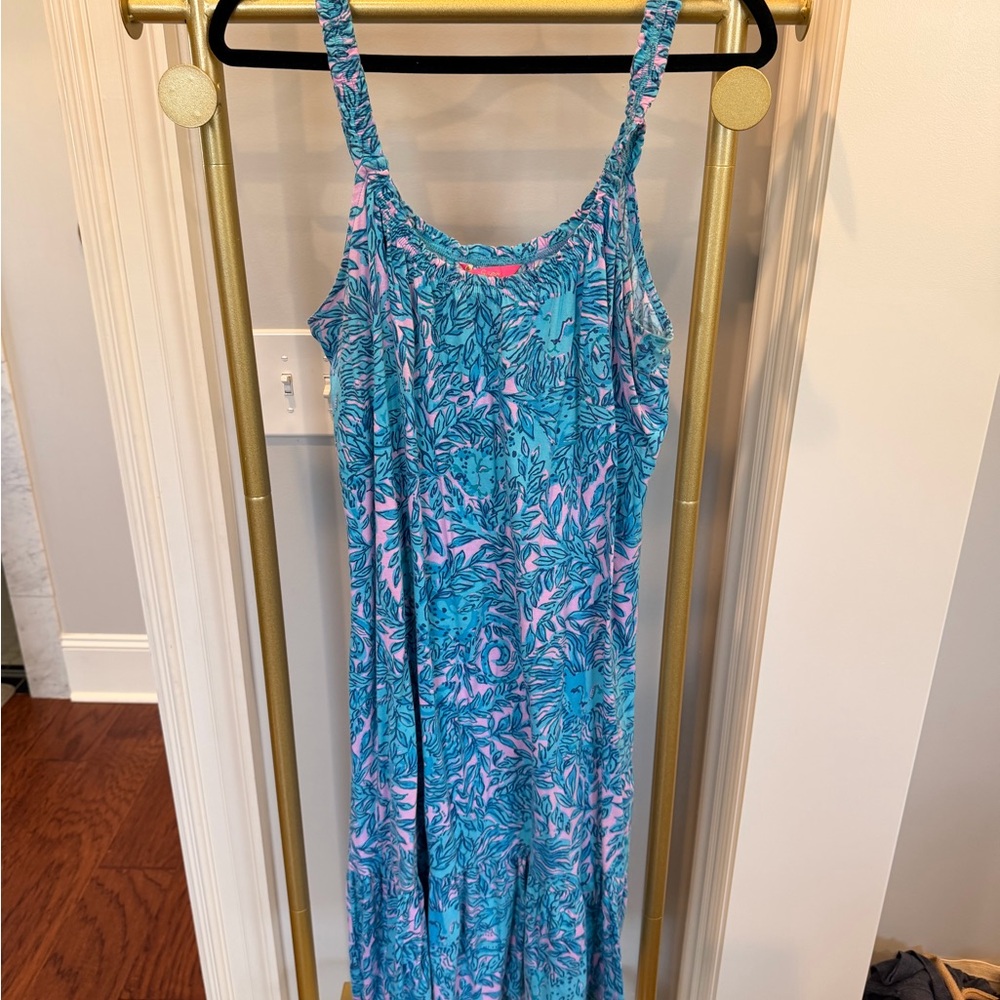 Lilly Pulitzer Blue and Pink Midi Dress